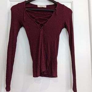 Long sleeve lace up in front